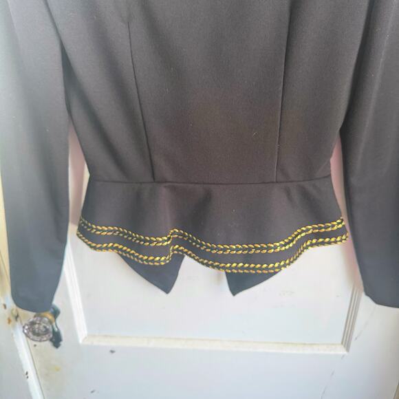 VTG Caron Black Gold Ornate Fitted Power Blazer Eclectic Angular Long Sleeves 6 - Picture 11 of 11